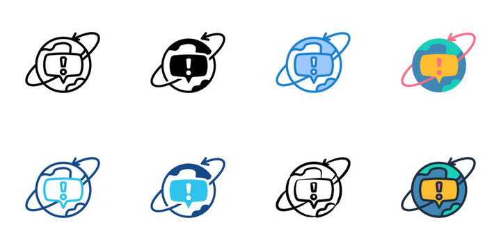 Breaking news icons set multiple style collection. Editable stroke 