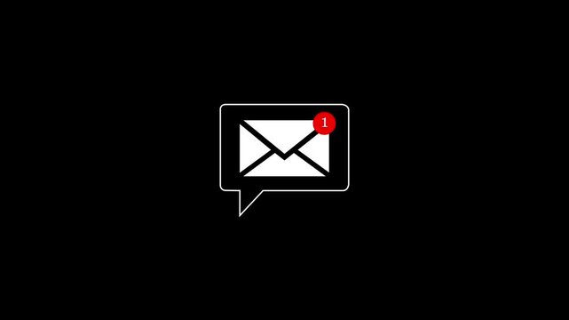 New email notification alert concept. A person receiving new message notification on their smartphone. Incoming email on a black background. 4k