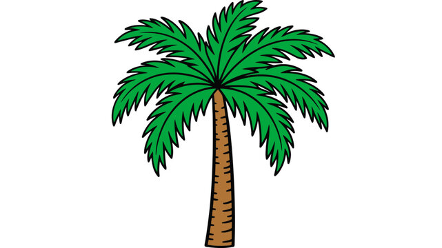 Tropical Palm Tree Vector Illustration Isolated on White Background