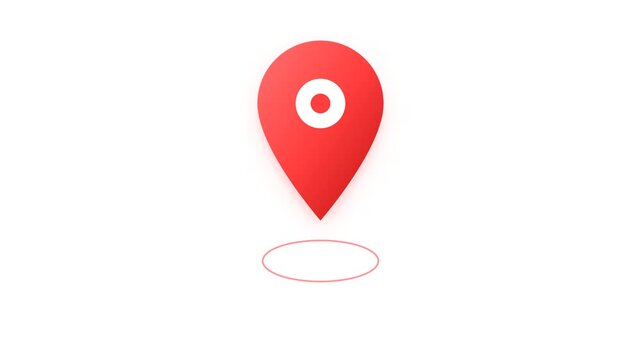 Red map location pin icon animation with pulsing target marker for navigation and satellite navigation tracking ui map pin