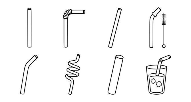 Drinking Straw Cartoon Vector Set