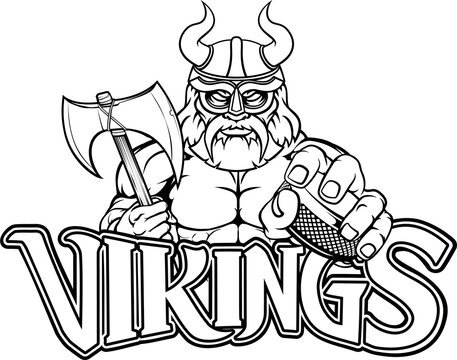 A viking man ice hockey sports team cartoon mascot