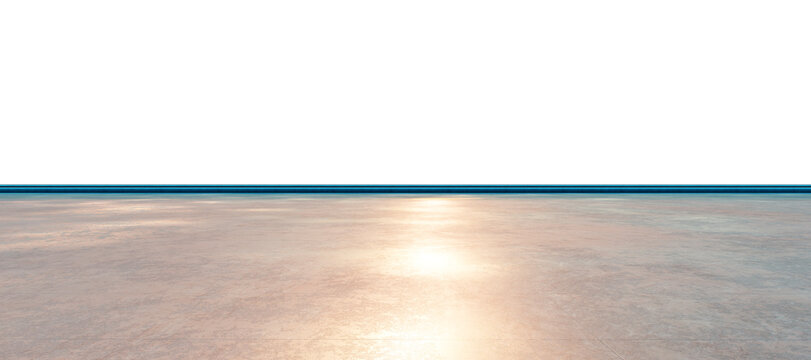 3d rendering empty outdoor concrete floor horizon white background