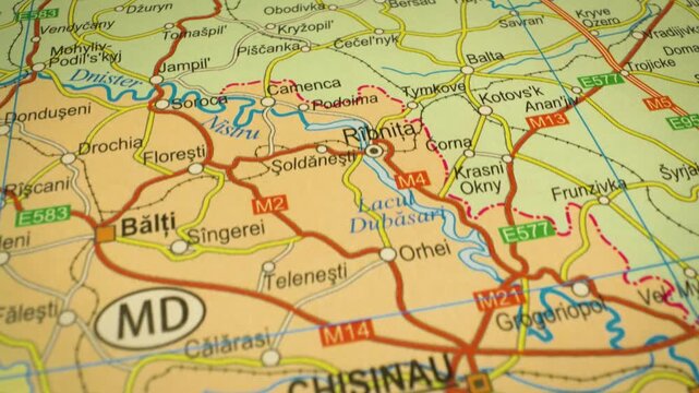 road network from ukraine to chisinau, moldova