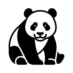 Black and white panda bear sitting icon vector illustration with illustration wildlife isolated silhouette endangered © bonna7173