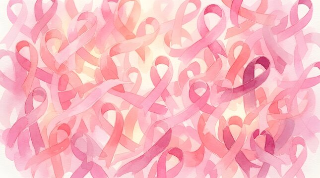 A beautiful background featuring many pink ribbons representing the breast cancer awareness month pink ribbon campaign to support patients and survivors during the annual october
