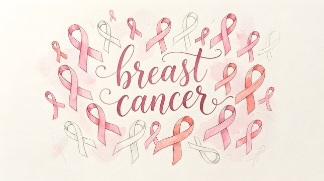 A beautiful artistic illustration featuring a pink ribbon design for breast cancer awareness month pink ribbon campaign to support patients and survivors during october events