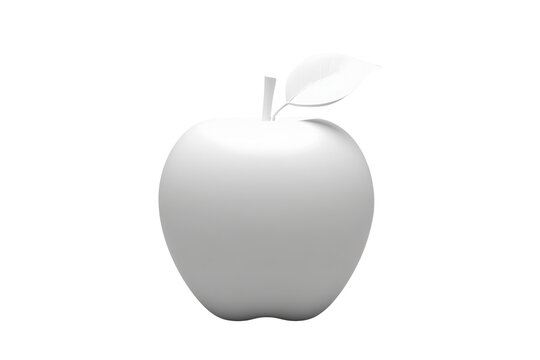Plain White Apple With Stem and Leaf