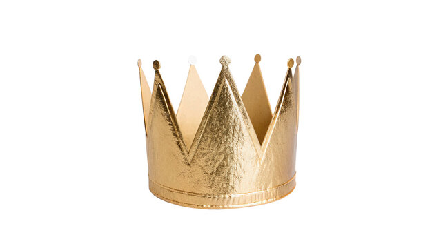 Golden royal crown party decoration accessory prop isolated on transparent background