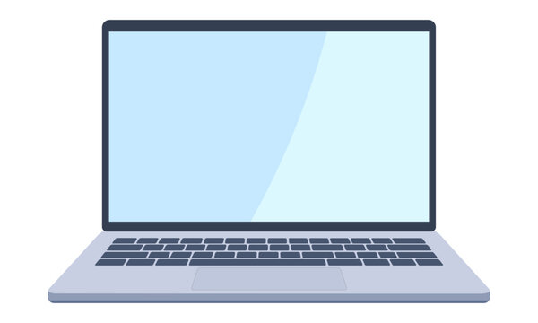 Modern Laptop Computer with Blank Screen, Keyboard and Touchpad Isolated on Transparent Background, Technology Device Vector Illustration