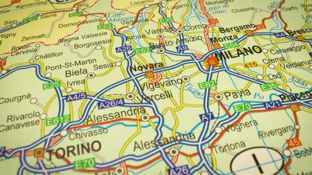 highway and road connections to milan, italy