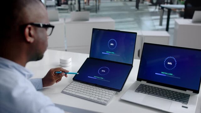 Software Engineer Calmly Waits As Laptop Installs Crucial System Update