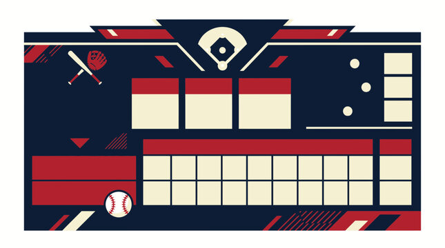 Baseball game score and team statistics display template, perfect for sports event tracking, tournament results, or fan engagement graphics