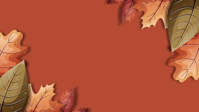 Elegant Autumn Equinox Background with Colorful Fall Leaves Frame.
