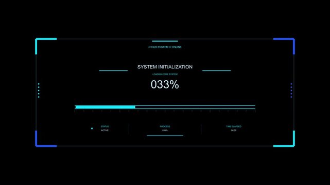 loading energy level progress bar for computer on screen simulation games HUD heads up display or computer gaming element isolated on a transparent alpha background, 4K animation