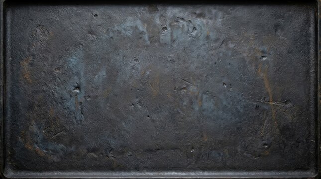 Close-up texture of cast iron plate showing rough, metallic surface with subtle signs of age and wear