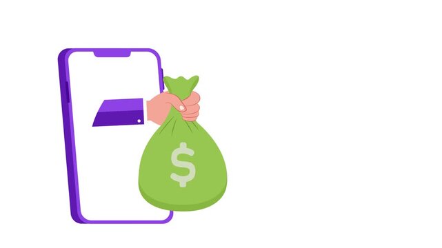 online lending digital loan mobile finance money borrowing animation
