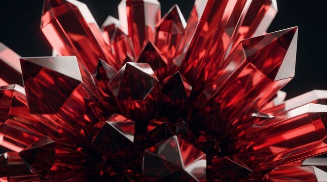Abstract red crystal background featuring 3D diamond shapes.