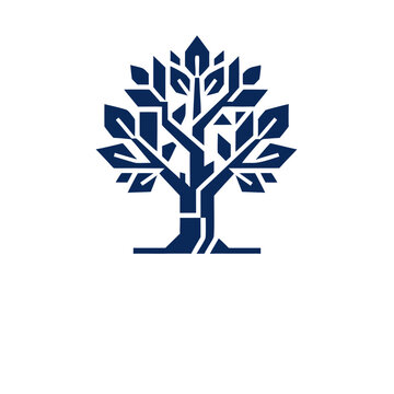 Geometric Tree Emblem Representing Sustainable Growth And Ecological Innovation