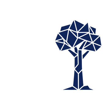 Geometric Polygonal Tree Illustration with Copy Space on Minimal Background