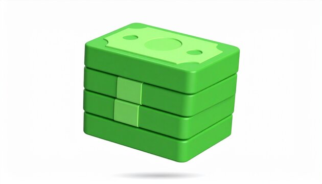 3D Money Bundle Icon Representing Cash, Savings and Financial Wealth