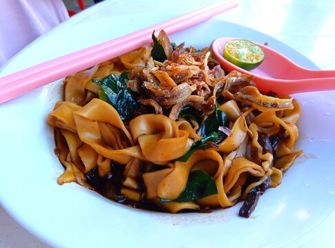 Malaysian Dry Pan Mee noodles with crispy anchovies