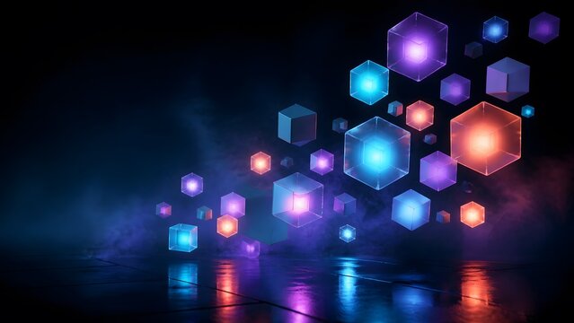 Abstract glowing geometric shapes and structures professionally rendered