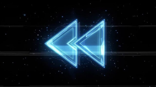 Futuristic Rewind Button Icon - Sci-Fi Technology and Retro Media Control