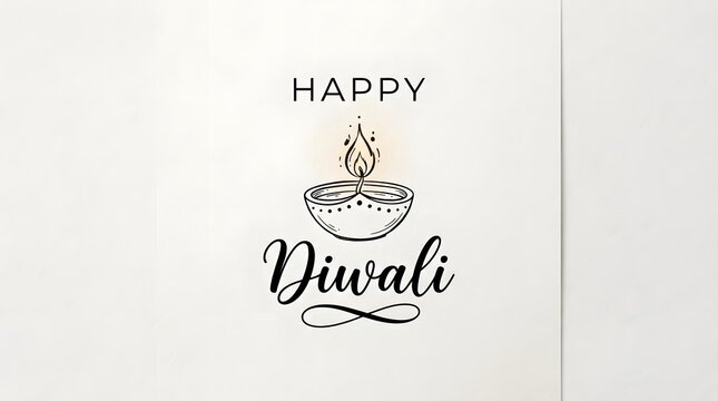 Happy diwali greeting card with handdrawn diya illustration