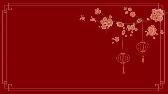 Lunar New Year ambient breeze animation featuring a floral branch and a blank left drop zone for graphics.