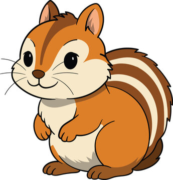 Cute cartoon chipmunk character vector illustration isolated on white background