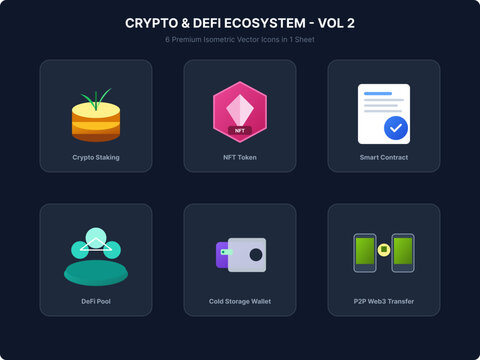 Cryptocurrency and Digital Finance Isometric Vector Icon Collection