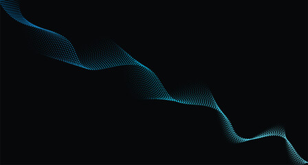 Fototapeta premium Flowing Colorful Dot Particles Wave with Spectrum Light Gradient on Black Background