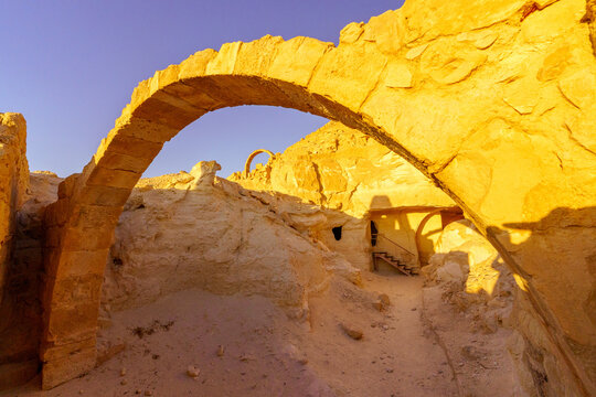 Ruined buildings in the ancient Nabataean city Avdat, Negev Desert