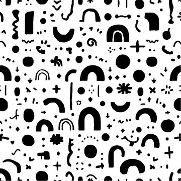 Minimal Travel and Vacation Seamless Pattern with Airplanes, Luggage and Tropical Elements