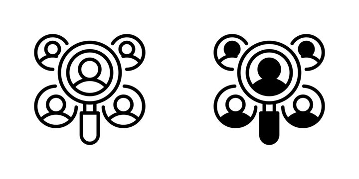 Talent Search Line Icon, Outline Symbol for Candidate Scouting, Recruitment Process, Headhunting Strategy, Staff Selection, and Resource Discovery. Vector Sign Icon.