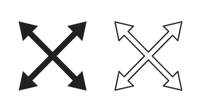 Double directional arrow cross icon set