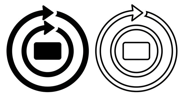 Rotating circular arrows with square target icons