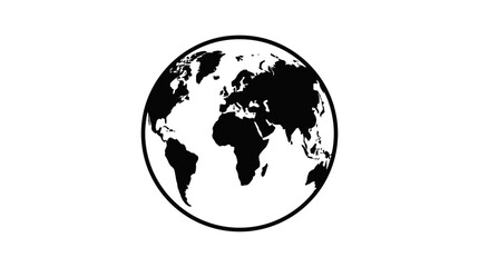 Fototapeta premium Black and white earth globe silhouette.