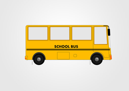 Yellow School Bus Side View Vector Illustration for Education