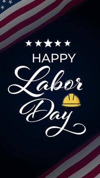 Happy Labor Day American Flag Celebration Typography Animation