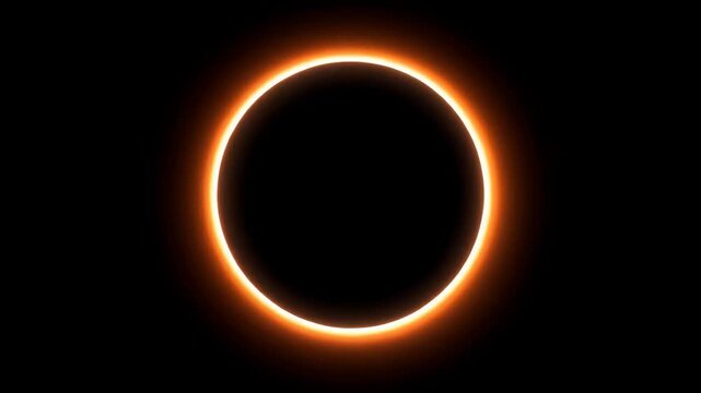 Happy Halloween greeting with a mystical orange moon transforming into a glowing fiery ring, revealing the festive holiday message against a dark, cosmic background, perfect for spooky celebrations.