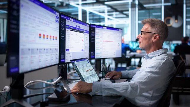 Loan Officer Reviewing Credit Risk Scores On Laptop