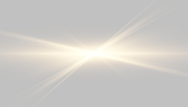 A radiant golden light burst emits strong beams in multiple directions on a dark background. This luminous flare creates a warm and intense glow with sharp streaks expanding outward evenly.