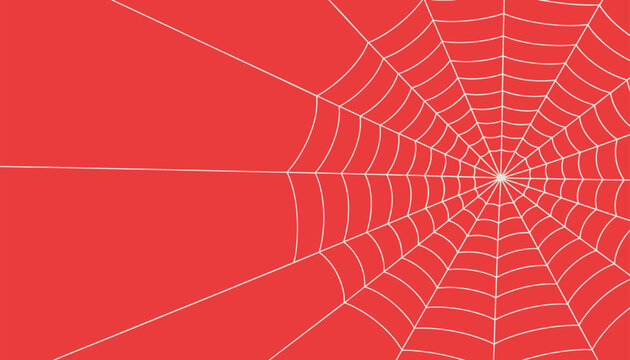 White spider web graphic pattern spreading across a vibrant solid red background