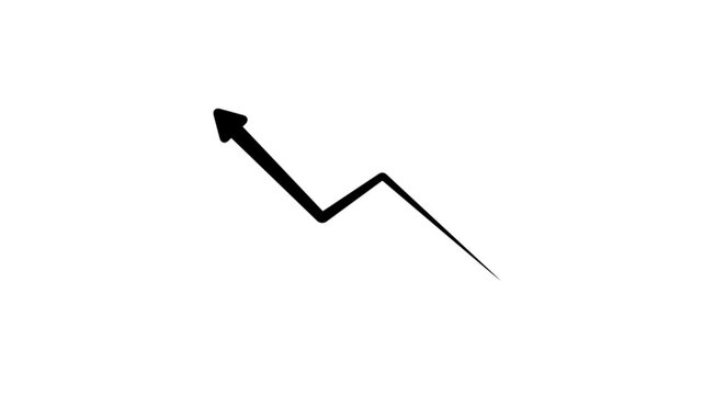 Abstract arrow business graph icon animation background. arrow rising transparent channel. arrow isolated on a black background.