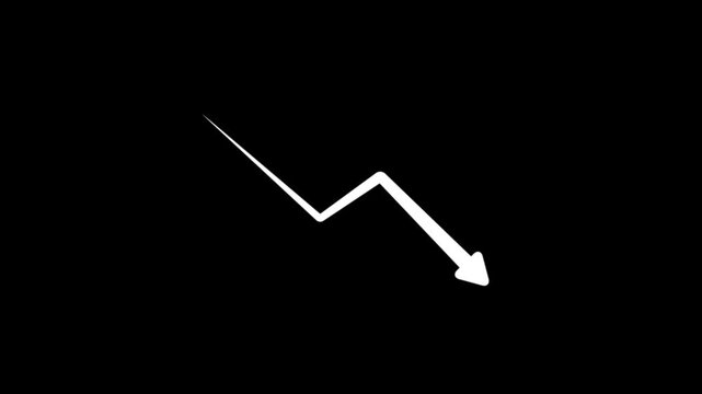 Abstract arrow business graph icon animation background. arrow rising transparent channel. arrow isolated on a black background.