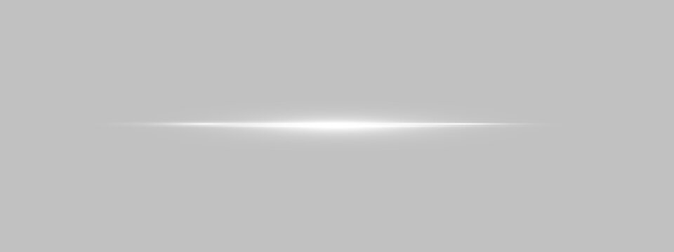 A horizontal white light beam glows smoothly with a gradual fade on a black background. The intensity is strongest at the center and dims softly outward. It creates an aura-like horizontal.