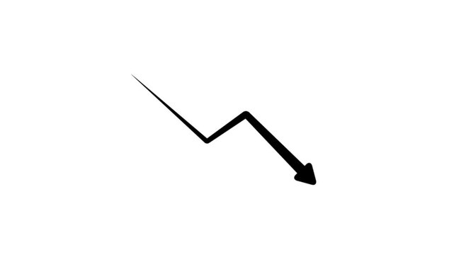 Abstract arrow business graph icon animation background. arrow rising transparent channel. arrow isolated on a black background.