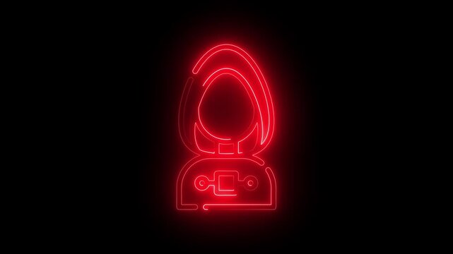 Glowing red neon light outline of a claw machine arcade game on a black background
